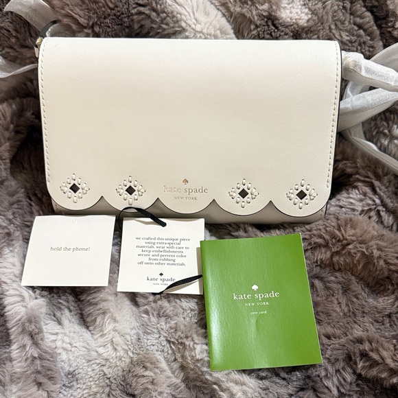 kate spade Handbags - NWT Kate Spade Cream Crossbody Bag with Embellishments